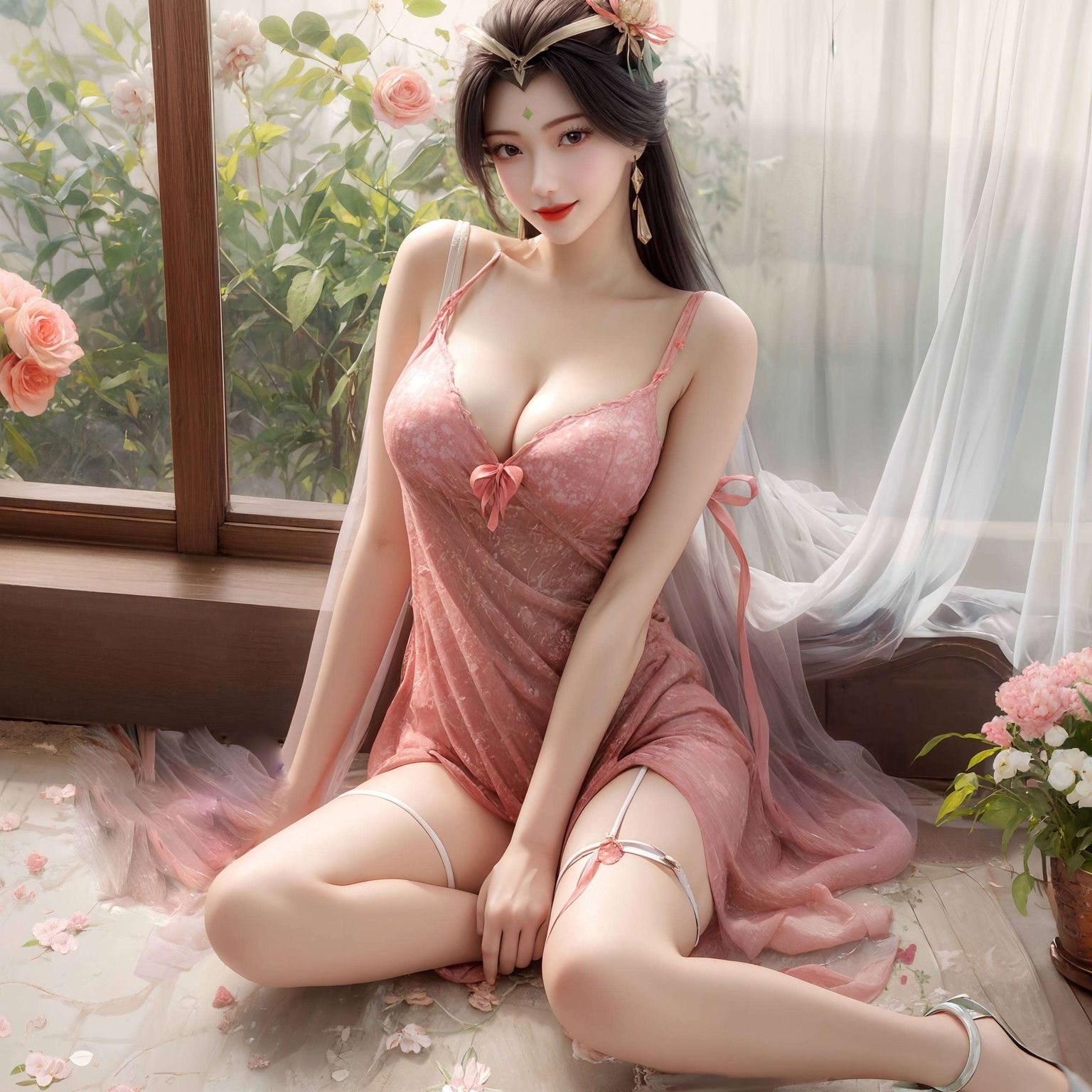 细腻描绘其柔美的身姿与飘逸的长发令人陶醉
