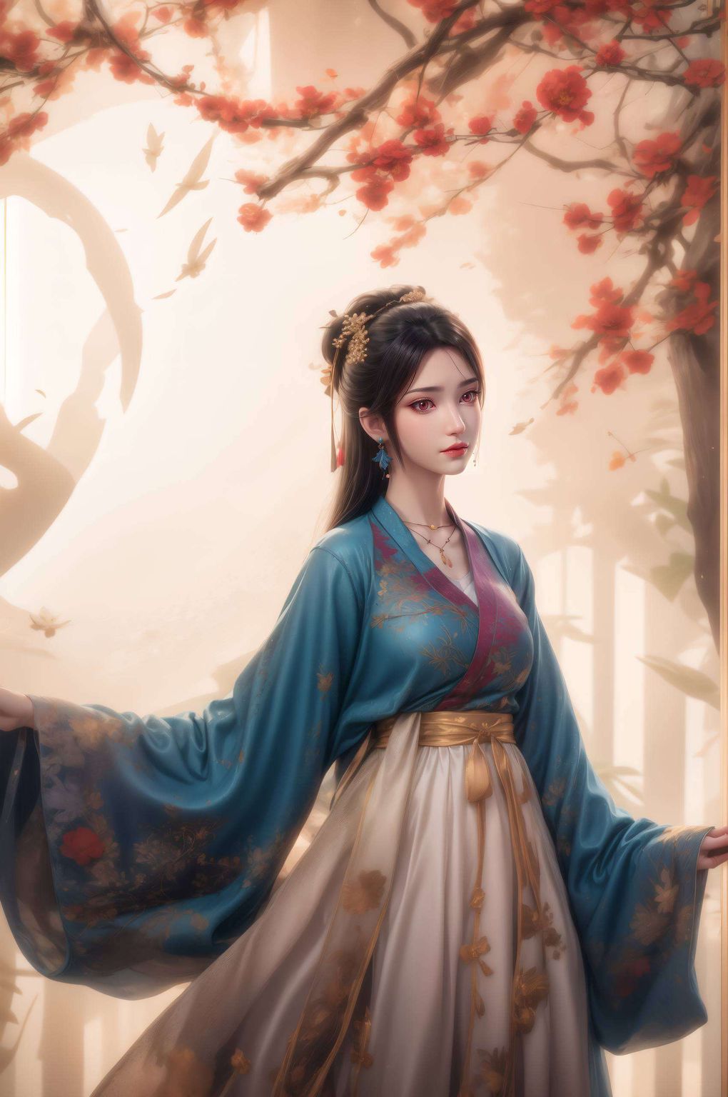 以国漫女神元尊夭夭为主角这款高清AI动作素材壁纸